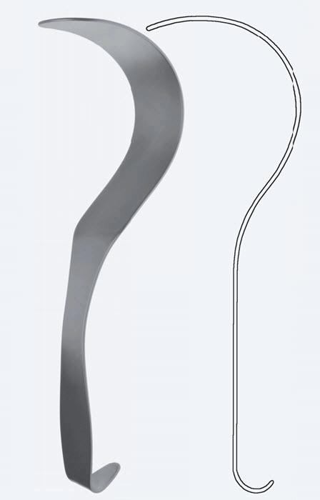 Ретрактори (ранорозширювачі), хірургічні, "Deaver", фіг. 4, вигнуті, ширина 50 мм, загальна довжина 310 мм. Бренд - Asanus Medizintechnik Gmb, Німеччина